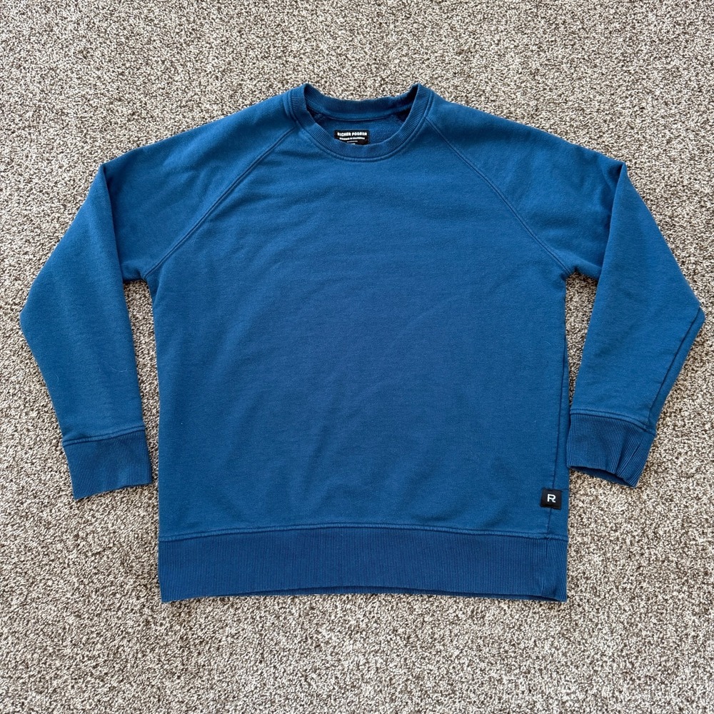 Richer Poorer Men's Size Large Raglan Sleeve Crew Terry Long Sleeve Sweatshirt
